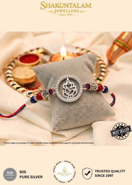 Silver Rakhi 925 Ganesh ji